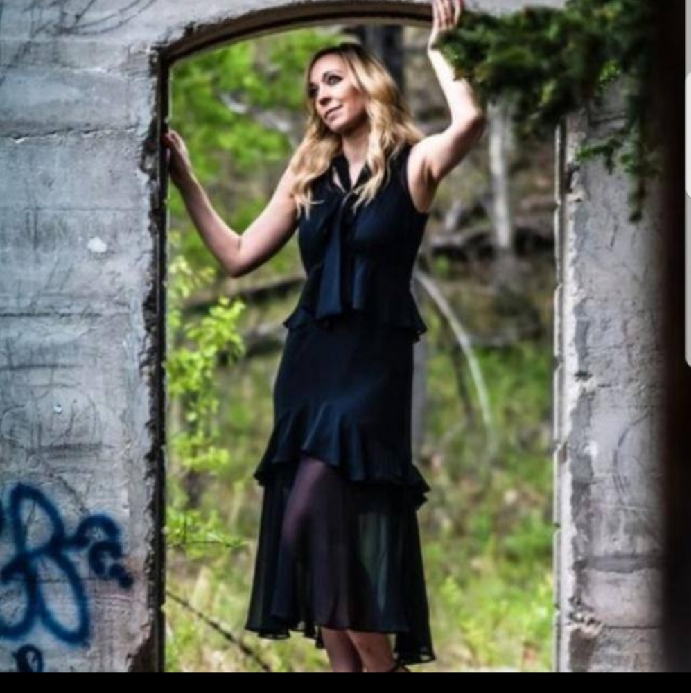 Who What Wear sheer ruffled dress